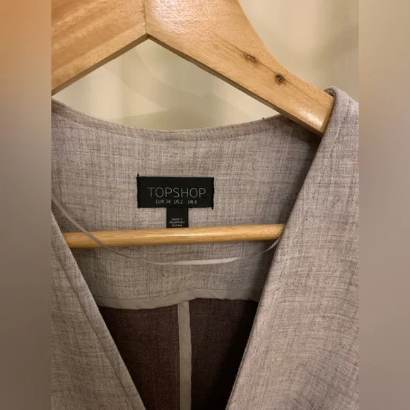 Topshop sz XS Suit vest with belt grey maroon - Picture 2 of 7